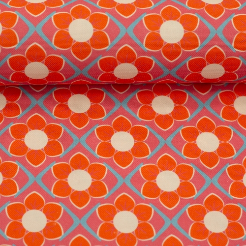 Canvas - Retro - Blumen - gross - orange